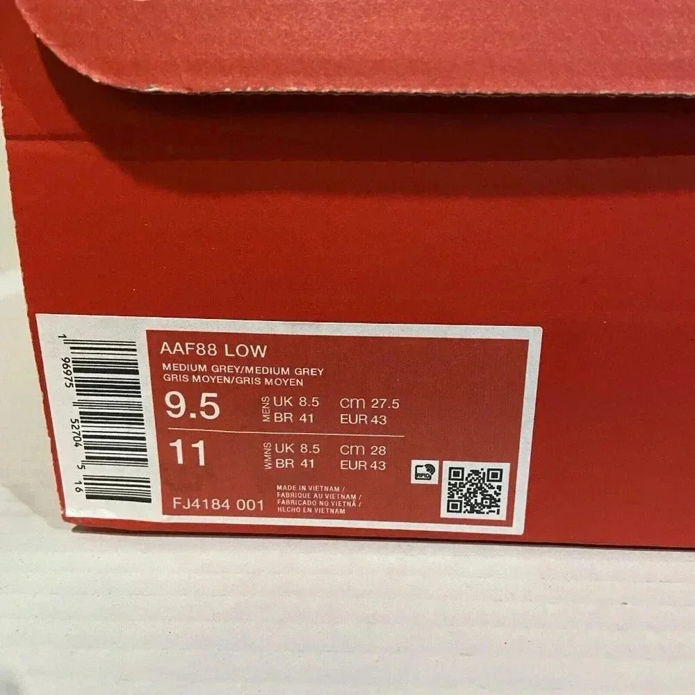 Nike Air Alpha Force 88 AAF88 Low Men's Sneakers FJ4184-001 Size 9.5 Medium Grey